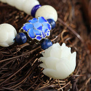Buddha Stones White Bodhi Lotus Mala Focus Bracelet Mala Bracelet BS 5