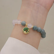 Buddha Stones White Agate Jade Lotus Flower Peace Buckle Protection Bracelet Bracelet BS 9
