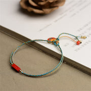 Buddha Stones Handmade Cinnabar As One Wishes Blessing Braid Double Layer Bracelet Bracelet BS 5
