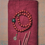 Buddha Stones Bodhi Seed Cyan Jade Copper Peace Luck Bracelet Bracelet BS 5