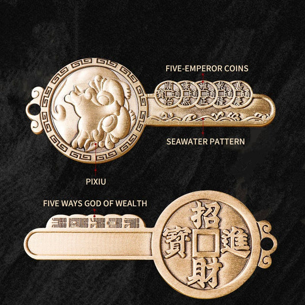 Buddha Stones PiXiu Wealth Copper Coin Yin Yang Bagua Handmade Key Chain Key Chain BS 3