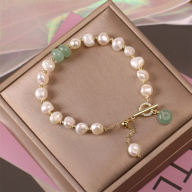 Buddha Stones Pearl Green Strawberry Quartz Bead Healing Chain Bracelet