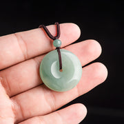 Buddha Stones Natural Jade Peace Buckle Luck Abundance Necklace Pendant Necklaces & Pendants BS 2