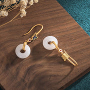 Buddha Stones FengShui White Jade Butterfly Fortune Earrings Earrings BS 4