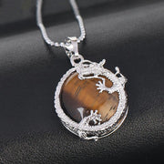 Buddhastoneshop Chinese Dragon Natural Quartz Crystal Healing Energy Necklace Pendant