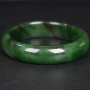 Buddha Stones Natural Hetian Cyan Jade Happiness Success Bracelet Bangle Bracelet Bangle BS 5