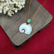 Buddha Stones White Jade Elephant Luck Fortune Necklace Pendant Necklaces & Pendants BS 4
