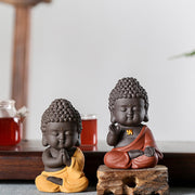 Buddha Stones Small Buddha Serenity Purple Clay Home Desk Decoration Decorations BS 26