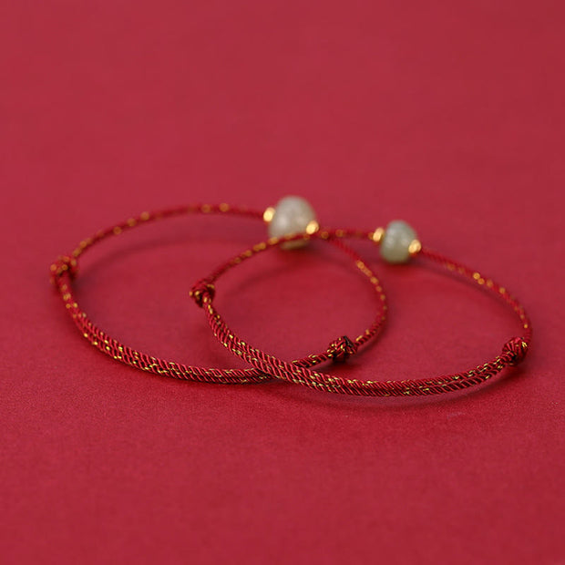 Buddha Stones 925 Sterling Silver Plated Gold Hetian Jade Lotus Luck Red String Bracelet Bracelet BS 2