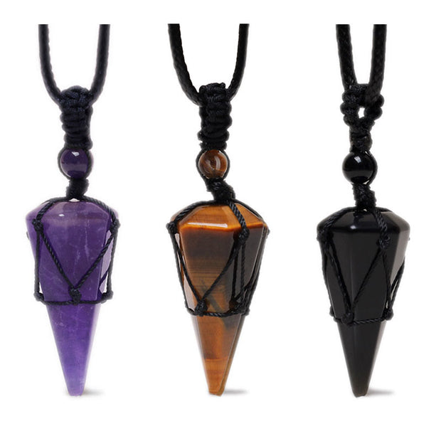 Buddha Stones Natural Stone Pointed Pendant Necklace Necklaces & Pendants BS main