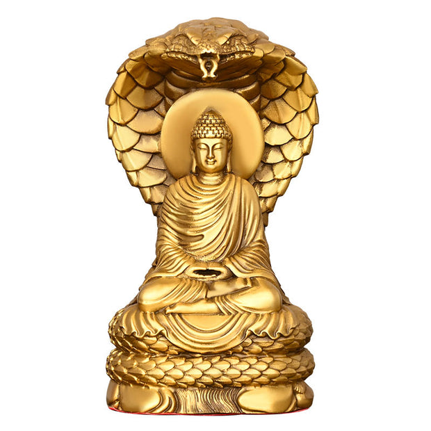 Buddha Stones Buddha Shakyamuni Snake Figurine Serenity Copper Statue Home Offering Decoration Decorations BS 6