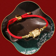 Buddha Stones 999 Sterling Silver Om Mani Padme Hum Luck Red String Bracelet Bracelet BS 6