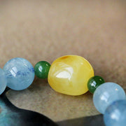 Natural Aquamarine Amber Beads Serenity Healing Bracelet