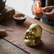 Buddha Stones Little Buddha Laughing Buddha Ceramic Healing Incense Burner Incense Burner BS Laughing Buddha