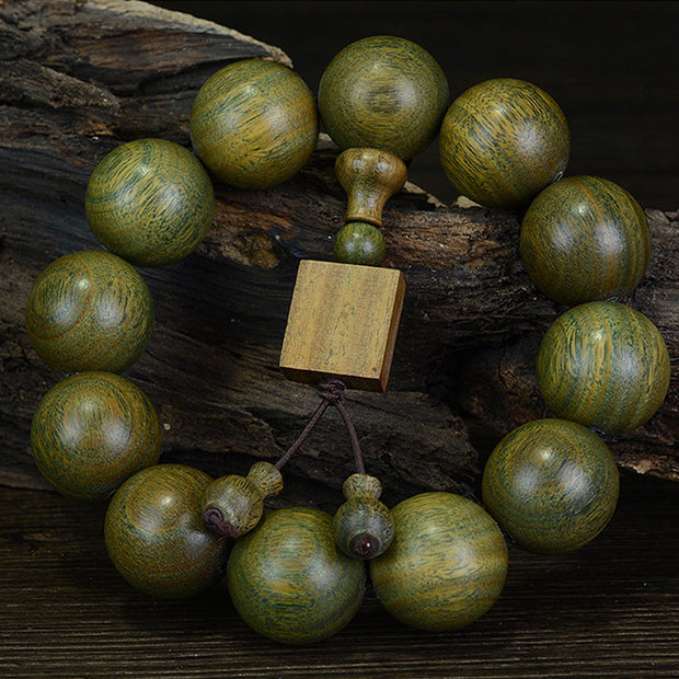 Buddhastoneshop Tibetan Green Sandalwood Cure Bracelet