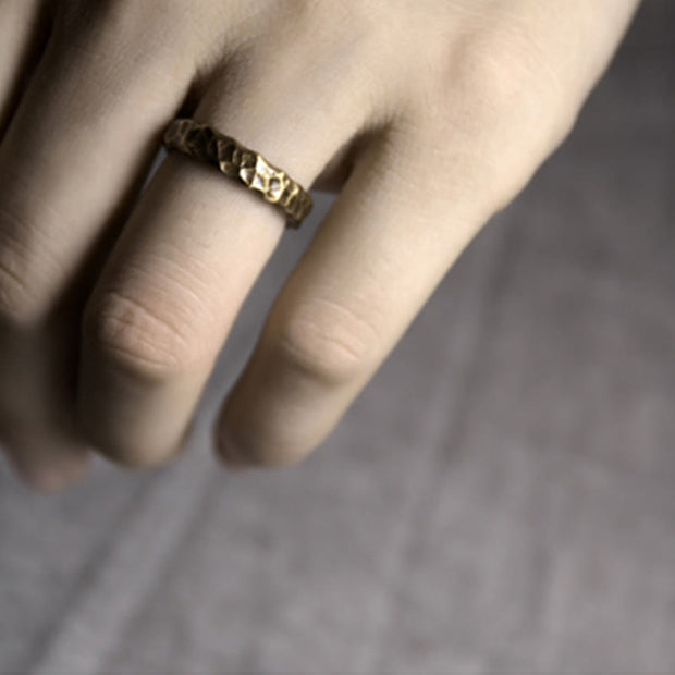 Buddha Stones Tibetan Bump Texture Design Copper Brass Luck Ring Ring BS 3