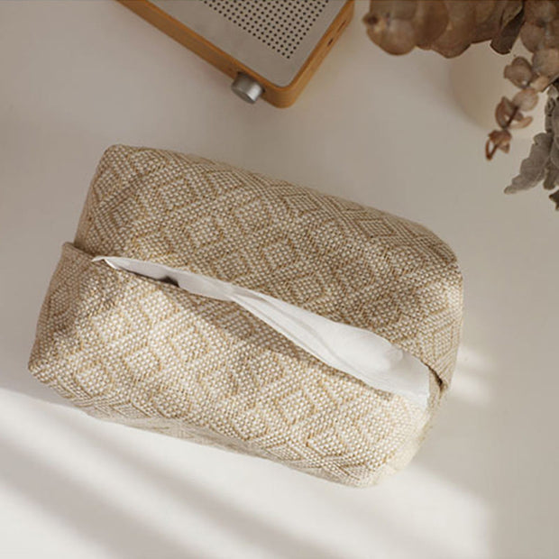 Buddha Stones Retro Cotton Linen Tissue Box Cover Rectangular Tissue Box Holder Home Decoration