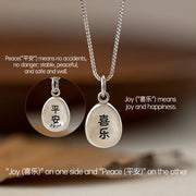 Buddha Stones 999 Sterling Silver Peace And Joy Fu Character Luck Fortune 925 Sterling Silver Chain Necklace Pendant