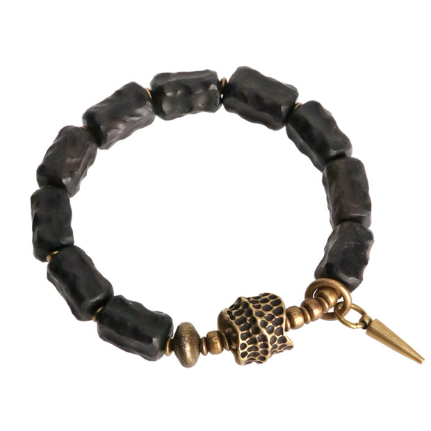 Buddha Stones Ebony Wood Copper Balance Protection Couple Bracelet Bracelet BS 8