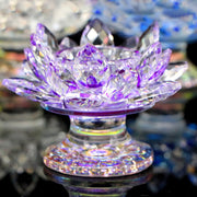 Buddha Stones Lotus Flower Crystal Candle Holder Home Office Offering Decoration Candle Holder BS Purple