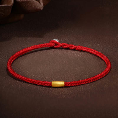 Buddha Stones 999 Gold Ruyi Ring Bead Luck Handcrafted Braided Protection Bracelet