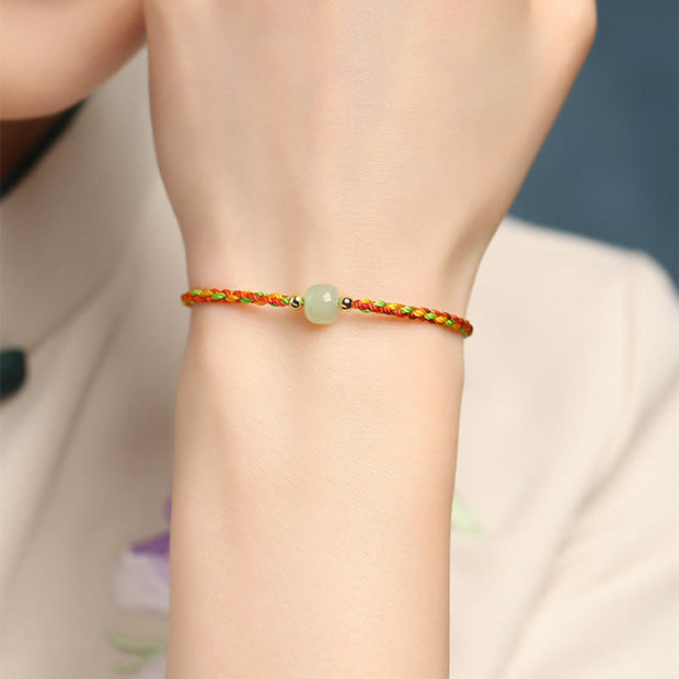 Buddha Stones Colorful Rope Luck Jade Bead Abundance Bracelet