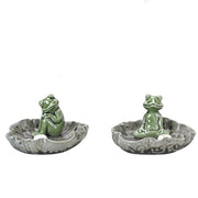 Buddha Stones Leaf Meditation Frog Pattern Healing Ceramic Incense Burner Decoration Incense Burner BS 10