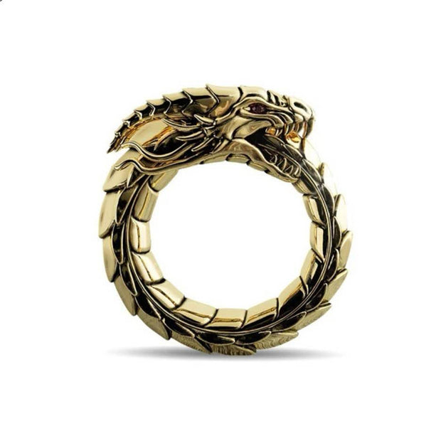 Buddha Stones Nordic Mythical Giant Dragon Nicolus Style Protection Ring Ring BS Gold US13