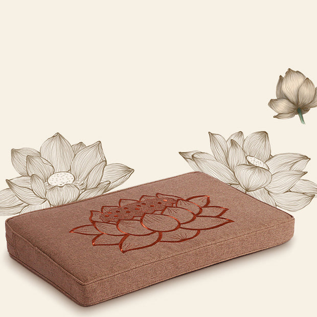 Buddha Stones Lotus Embroidered Cotton Linen Meditation Seat Cushion Home Living Room Decoration