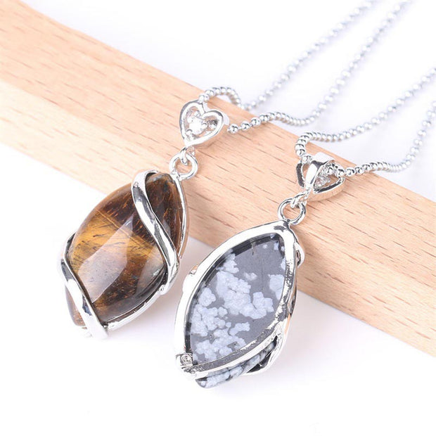 Buddha Stones Marquise Pattern Natural Crystal Stone Charm Necklace Pendant Necklaces & Pendants BS 31