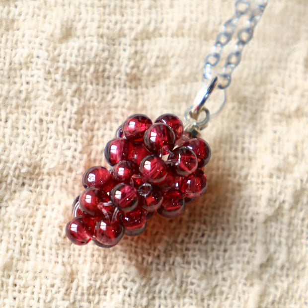 Buddha Stones Natural Garnet Red Agate Black Onyx Protection Necklace Pendant