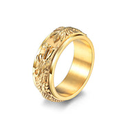 Buddha Stones Dragon Titanium Steel Stimulation Rotatable Ring