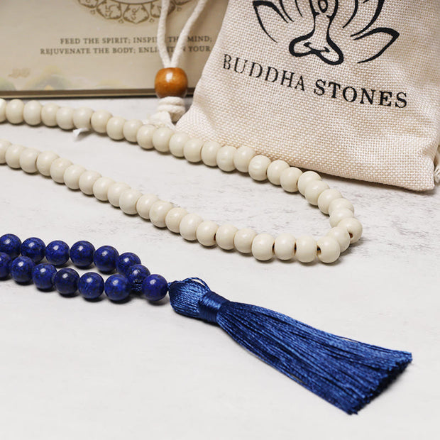 Buddha Stones Semi-Precious Gem Stones Wood Bead Necklace Multicolor Tassel Charms Chain Necklace Bracelet BS 7