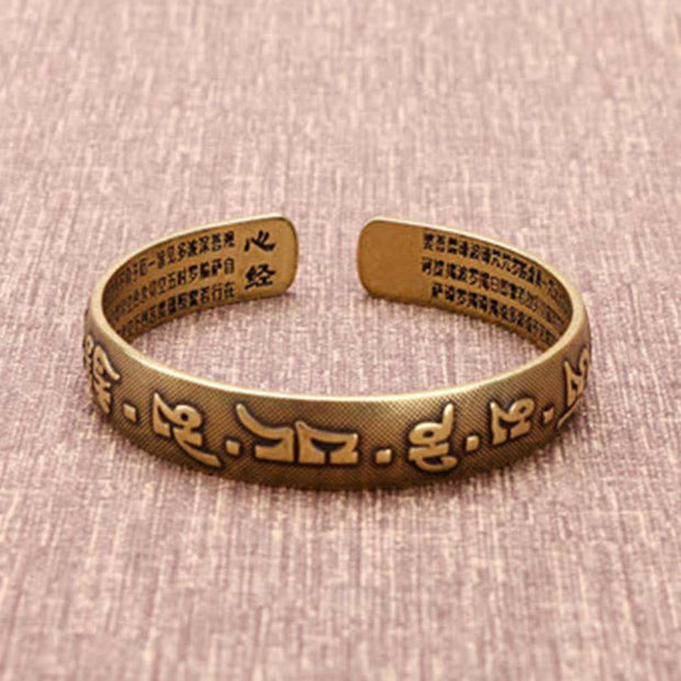 Buddha Stones 2Pcs Om Mani Padme Hum Dragon Phoenix Copper Leather Peace Cuff Bracelet Bangle