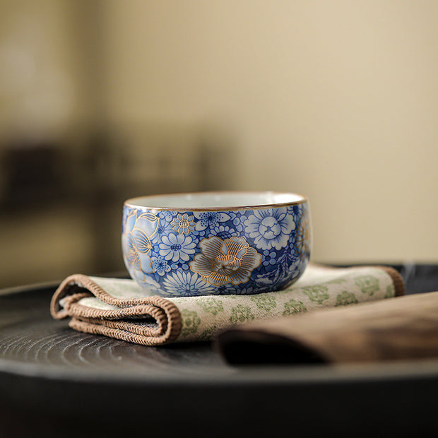 Buddha Stones Lotus Chrysanthemum Plum Blossom Flower Teacup Kung Fu Tea Cup Teapot Cup BS Cup 4cm*6.5cm*55ml