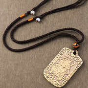 Buddha Stones God of Wealth Zhao Gongming Copper Protection Necklace Pendant Key Chain Necklaces & Pendants BS Necklace