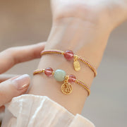 Buddha Stones Red Agate Jade Lotus Confidence Calm String Bracelet Bracelet BS 18