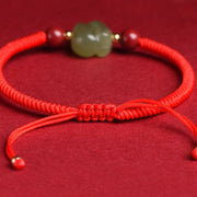 Buddha Stones Year of the Rabbit Hetian Jade Bunny Cinnabar Beaded Abundance String Bracelet Bracelet BS 6