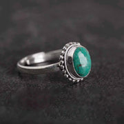 Buddha Stones 925 Sterling Silver Turquoise Wisdom Love Ring Ring BS 7mm*8.5mm