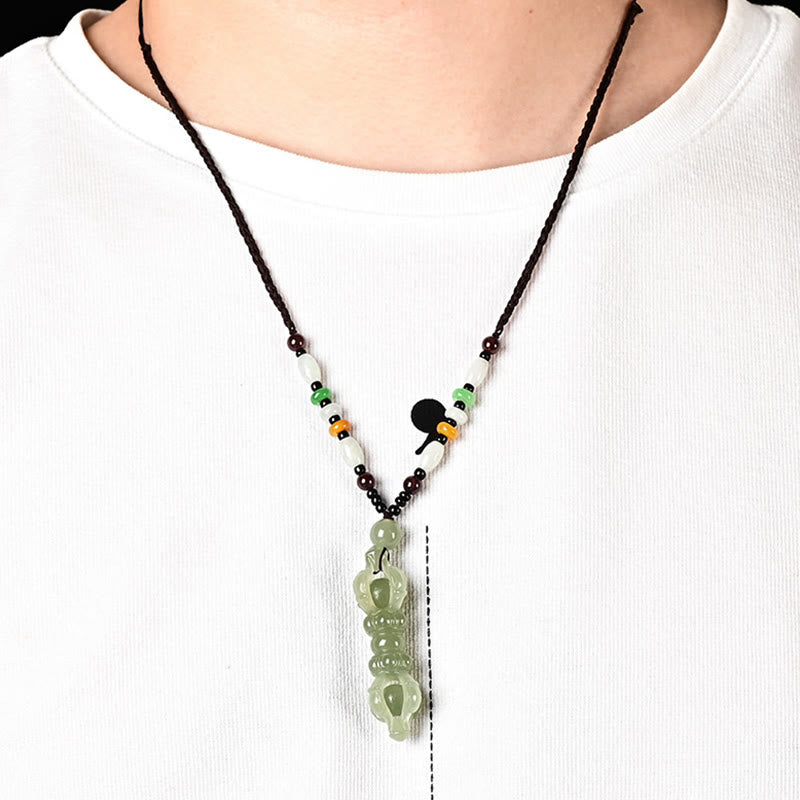 Tibetan Natural Hetian Cyan Jade White Jade Dorje Vajra Engraved