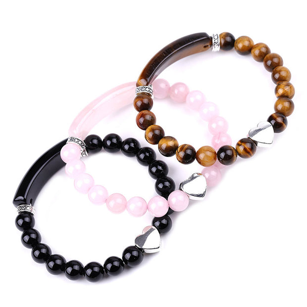 Natural Crystal Beads Unisex Heart Bracelet Bracelet BS 12