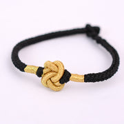 Buddha Stones Handmade Simple Design Chinese Knotting Luck Strength Braid String Bracelet Bracelet BS Lover's Knot Black 17cm