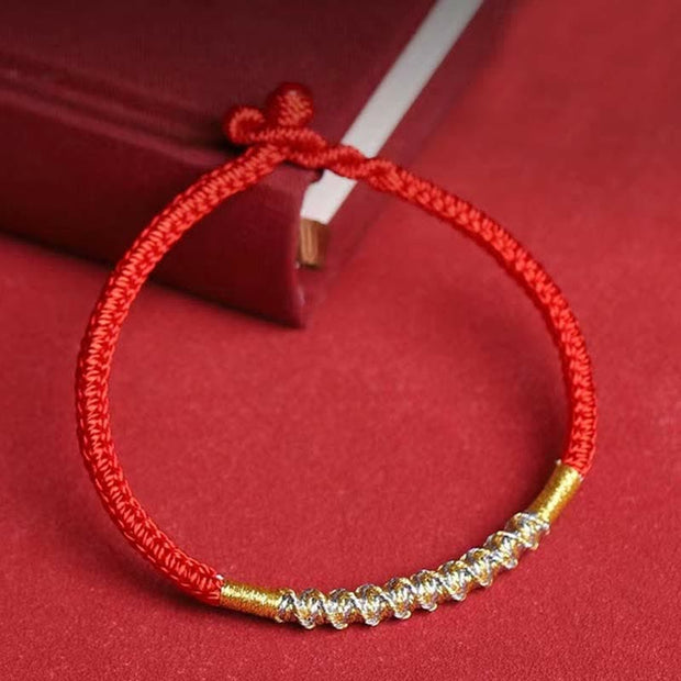 Buddha Stones 925 Sterling Silver Luck Strength Red String Protection Braid Bracelet
