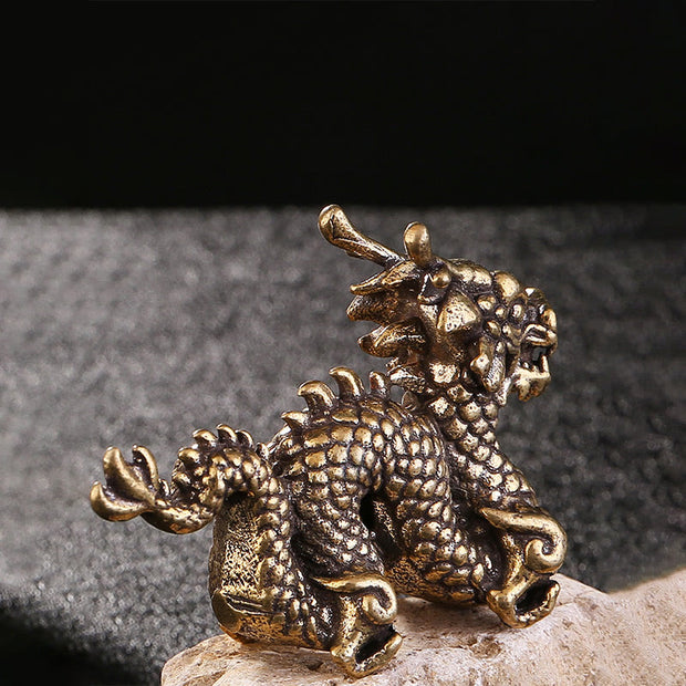 Buddha Stones Year Of The Dragon Small Auspicious Brass Dragon Luck Success Home Decoration Decorations BS 4