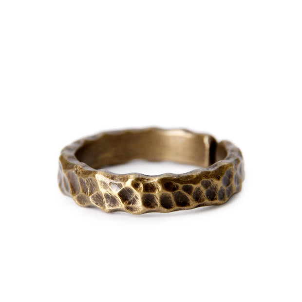 Buddha Stones Tibetan Bump Texture Design Copper Brass Luck Ring Ring BS 5