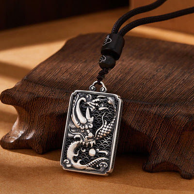 Buddha Stones 999 Sterling Silver Year Of The Dragon Handcrafted Flying Dragon Carved Protection Necklace Pendant Necklaces & Pendants BS Dragon(Protection♥Success)
