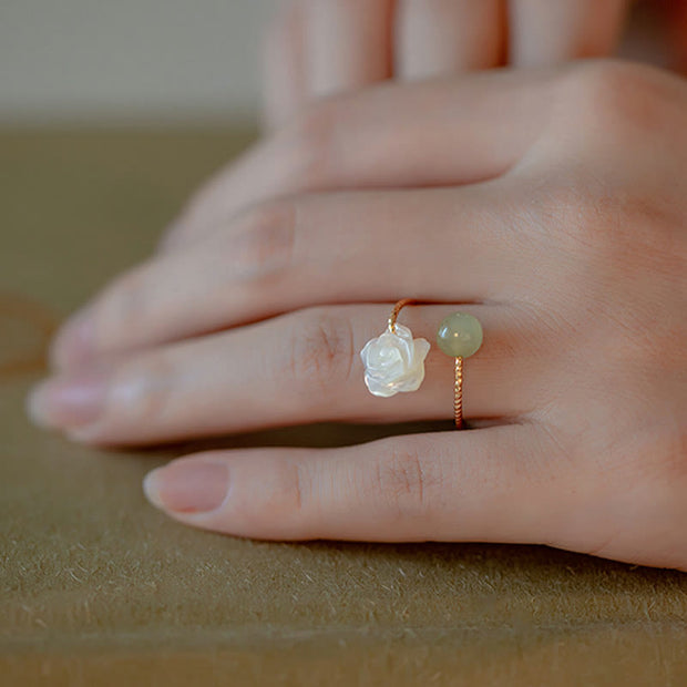 FREE Today: The Lucky Rose Flower Jade Tridacna Ring