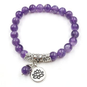 Buddha Stones Amethyst Crystal Lotus Healing Balance Bracelet Bracelet BS Amethyst
