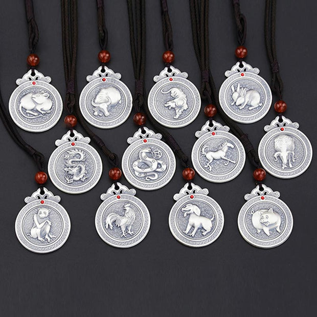 Buddha Stones 999 Sterling Silver Chinese Zodiac Yin Yang Balance Necklace Pendant Necklaces & Pendants BS 14
