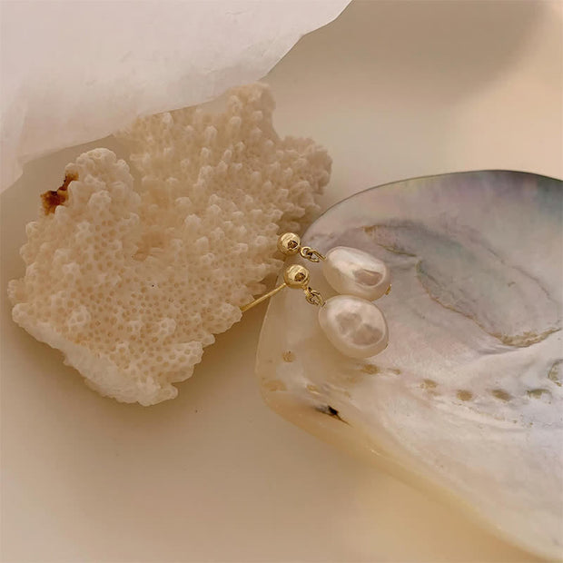 Buddha Stones Vintage Pearl Healing Drop Earrings